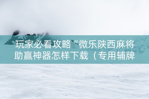 玩家必看攻略“微乐陕西麻将助赢神器怎样下载（专用辅牌神器免安装）