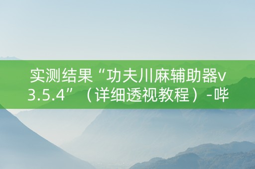 实测结果“功夫川麻辅助器v3.5.4”（详细透视教程）-哔哩哔哩