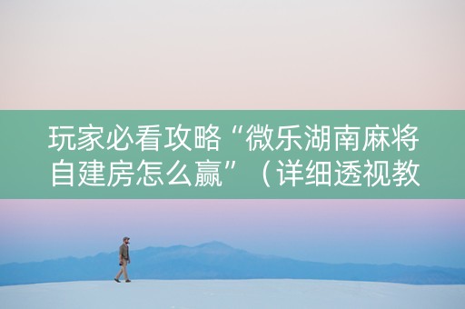 玩家必看攻略“微乐湖南麻将自建房怎么赢”（详细透视教程）-哔哩哔哩