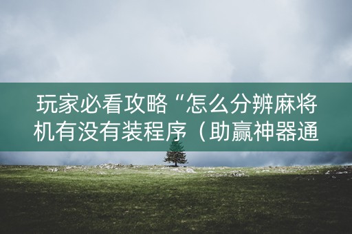 玩家必看攻略“怎么分辨麻将机有没有装程序（助赢神器通用版）