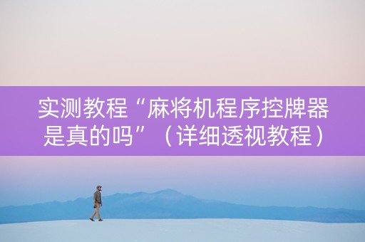 实测教程“麻将机程序控牌器是真的吗”（详细透视教程）-哔哩哔哩
