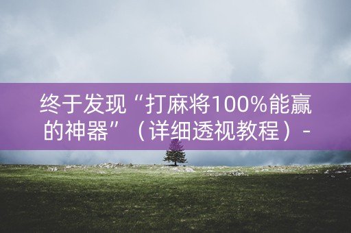 终于发现“打麻将100%能赢的神器”（详细透视教程）-哔哩哔哩