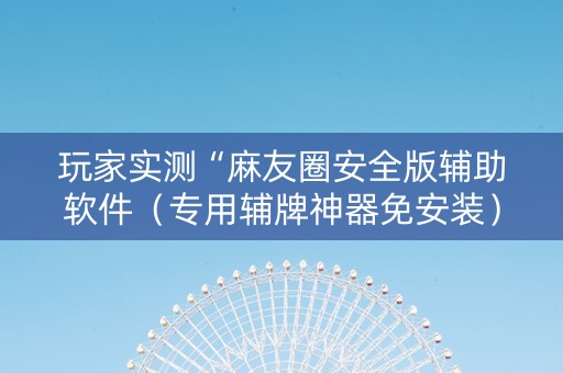 玩家实测“麻友圈安全版辅助软件（专用辅牌神器免安装）