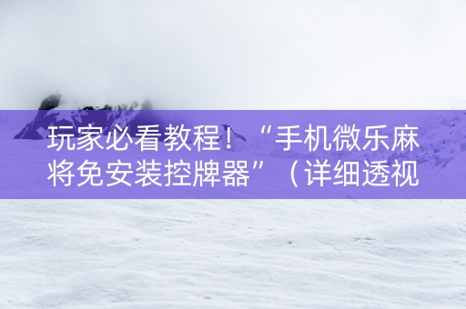 玩家必看教程！“手机微乐麻将免安装控牌器”（详细透视教程）-哔哩哔哩