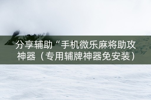 分享辅助“手机微乐麻将助攻神器（专用辅牌神器免安装）