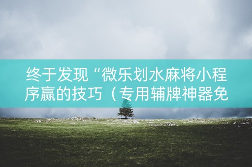 终于发现“微乐划水麻将小程序赢的技巧（专用辅牌神器免安装）