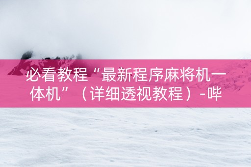 必看教程“最新程序麻将机一体机”（详细透视教程）-哔哩哔哩