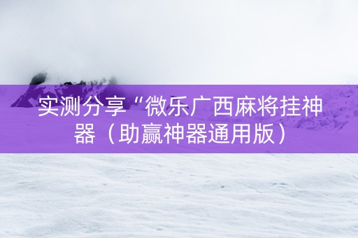 实测分享“微乐广西麻将挂神器（助赢神器通用版）