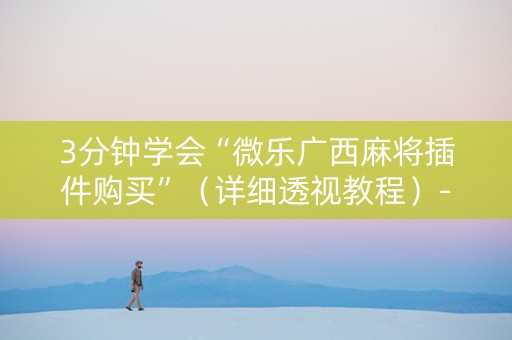 3分钟学会“微乐广西麻将插件购买”（详细透视教程）-哔哩哔哩