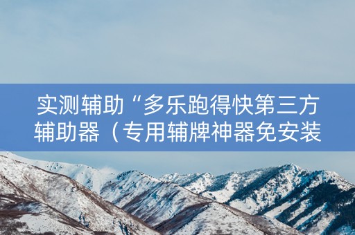 实测辅助“多乐跑得快第三方辅助器（专用辅牌神器免安装）