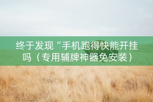 终于发现“手机跑得快能开挂吗（专用辅牌神器免安装）
