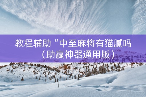 教程辅助“中至麻将有猫腻吗（助赢神器通用版）
