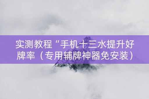 实测教程“手机十三水提升好牌率（专用辅牌神器免安装）