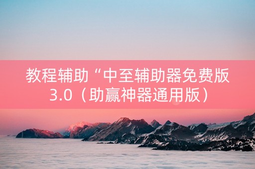 教程辅助“中至辅助器免费版3.0（助赢神器通用版）