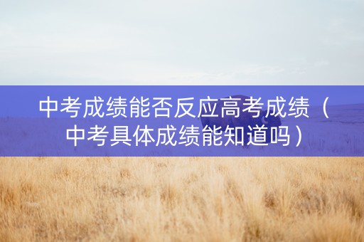 中考成绩能否反应高考成绩（中考具体成绩能知道吗）