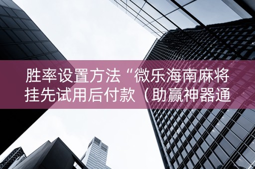 胜率设置方法“微乐海南麻将挂先试用后付款（助赢神器通用版）