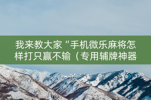 我来教大家“手机微乐麻将怎样打只赢不输（专用辅牌神器免安装）