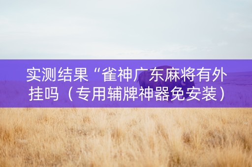 实测结果“雀神广东麻将有外挂吗（专用辅牌神器免安装）