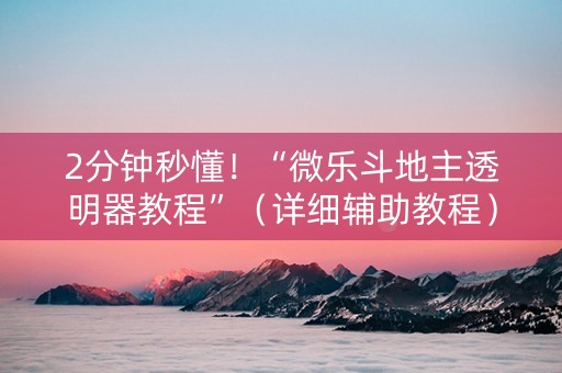 2分钟秒懂！“微乐斗地主透明器教程”（详细辅助教程）-哔哩哔哩