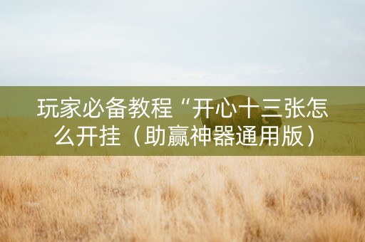 玩家必备教程“开心十三张怎么开挂（助赢神器通用版）