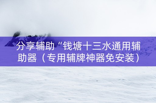 分享辅助“钱塘十三水通用辅助器（专用辅牌神器免安装）
