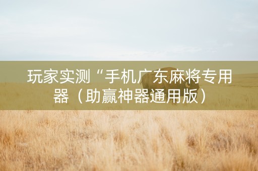玩家实测“手机广东麻将专用器（助赢神器通用版）