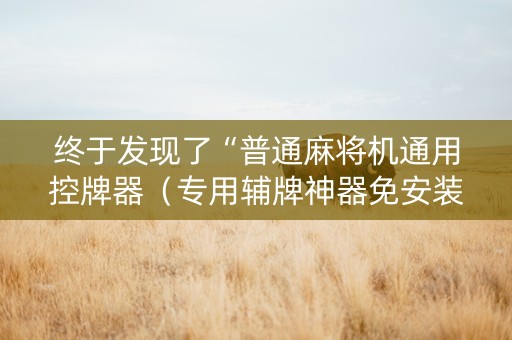 终于发现了“普通麻将机通用控牌器（专用辅牌神器免安装）