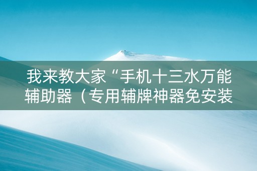 我来教大家“手机十三水万能辅助器（专用辅牌神器免安装）