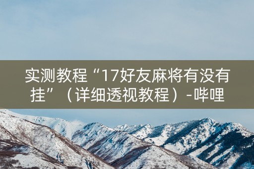 实测教程“17好友麻将有没有挂”（详细透视教程）-哔哩哔哩