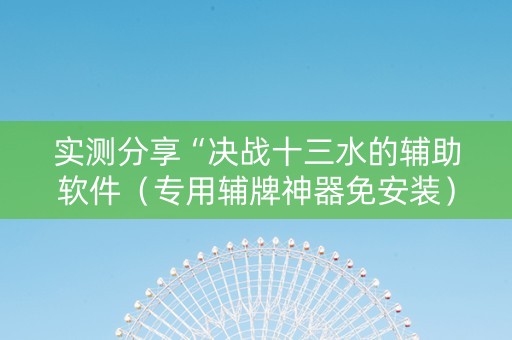 实测分享“决战十三水的辅助软件（专用辅牌神器免安装）