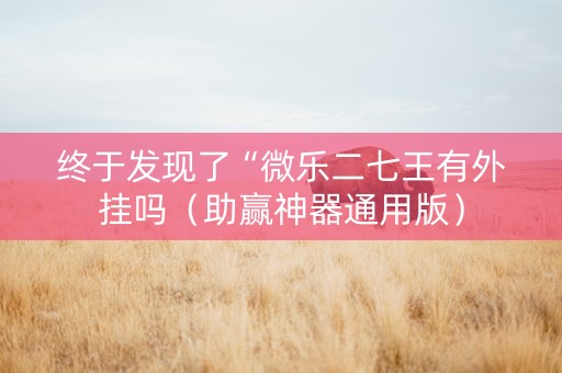 终于发现了“微乐二七王有外挂吗（助赢神器通用版）