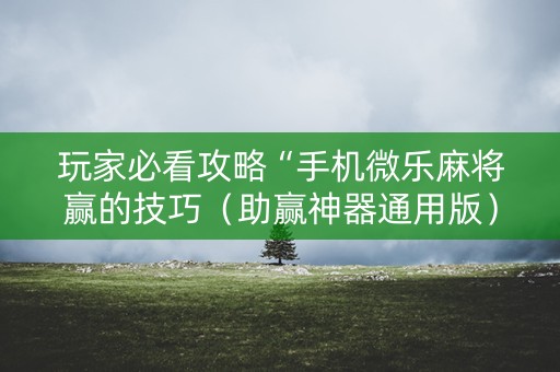 玩家必看攻略“手机微乐麻将赢的技巧（助赢神器通用版）