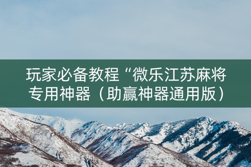 玩家必备教程“微乐江苏麻将专用神器（助赢神器通用版）