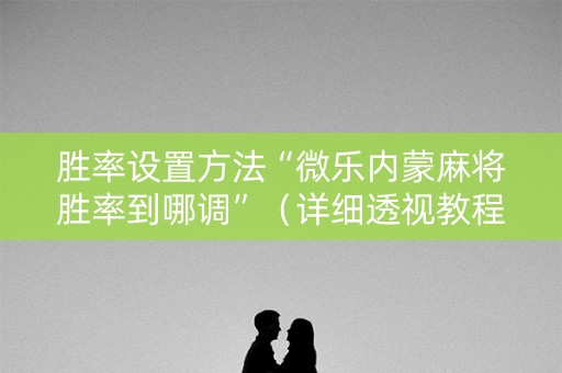 胜率设置方法“微乐内蒙麻将胜率到哪调”（详细透视教程）-哔哩哔哩