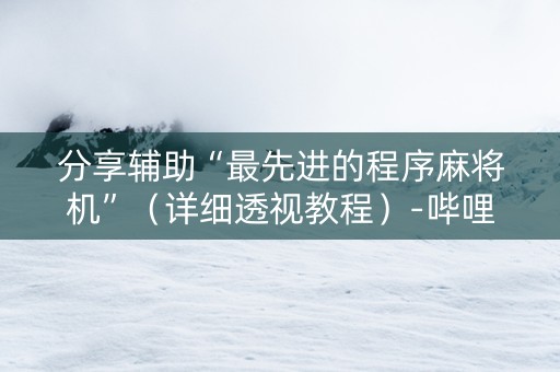 分享辅助“最先进的程序麻将机”（详细透视教程）-哔哩哔哩