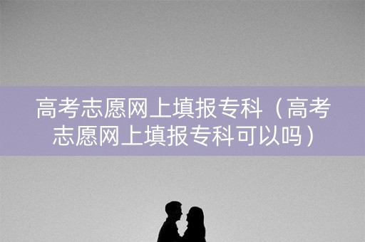 高考志愿网上填报专科（高考志愿网上填报专科可以吗）