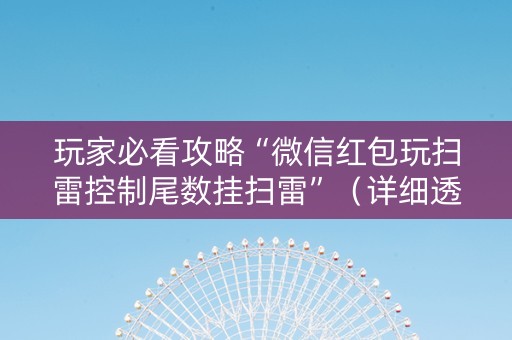 玩家必看攻略“微信红包玩扫雷控制尾数挂扫雷”（详细透视教程）-哔哩哔哩