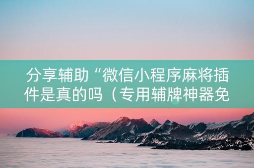 分享辅助“微信小程序麻将插件是真的吗（专用辅牌神器免安装）