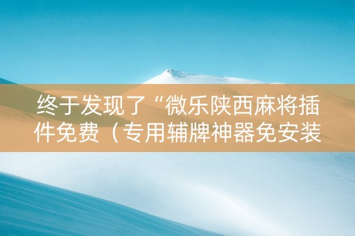 终于发现了“微乐陕西麻将插件免费（专用辅牌神器免安装）