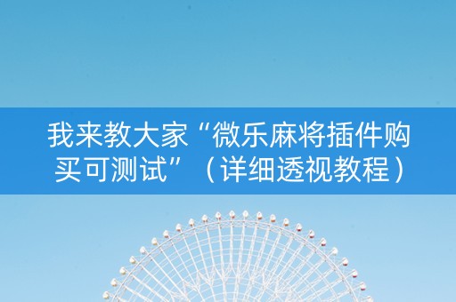 我来教大家“微乐麻将插件购买可测试”（详细透视教程）-哔哩哔哩