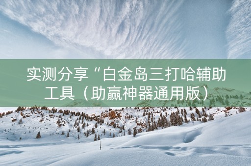 实测分享“白金岛三打哈辅助工具（助赢神器通用版）