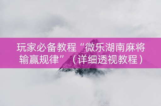 玩家必备教程“微乐湖南麻将输赢规律”（详细透视教程）-哔哩哔哩