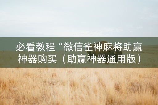 必看教程“微信雀神麻将助赢神器购买（助赢神器通用版）