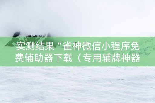 实测结果“雀神微信小程序免费辅助器下载（专用辅牌神器免安装）