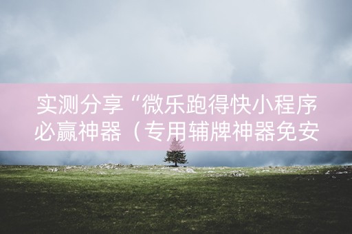 实测分享“微乐跑得快小程序必赢神器（专用辅牌神器免安装）