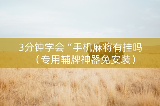 3分钟学会“手机麻将有挂吗（专用辅牌神器免安装）