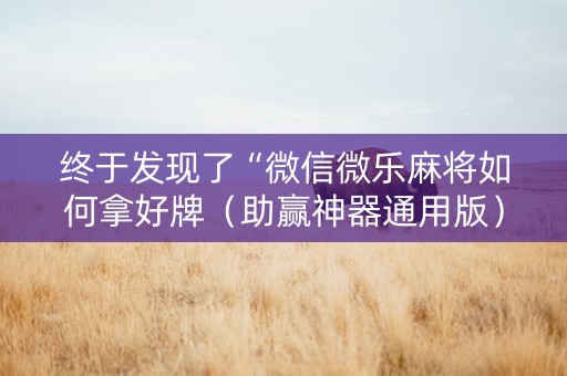 终于发现了“微信微乐麻将如何拿好牌（助赢神器通用版）