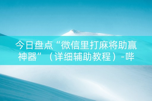 今日盘点“微信里打麻将助赢神器”（详细辅助教程）-哔哩哔哩