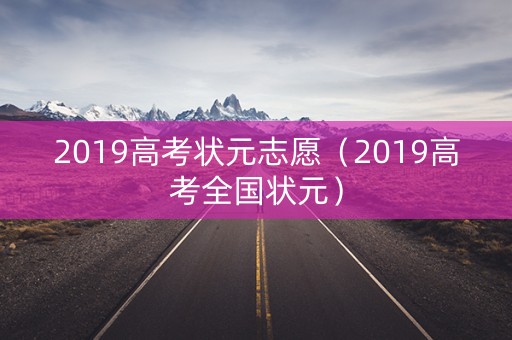 2019高考状元志愿（2019高考全国状元）