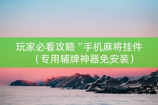 玩家必看攻略“手机麻将挂件（专用辅牌神器免安装）